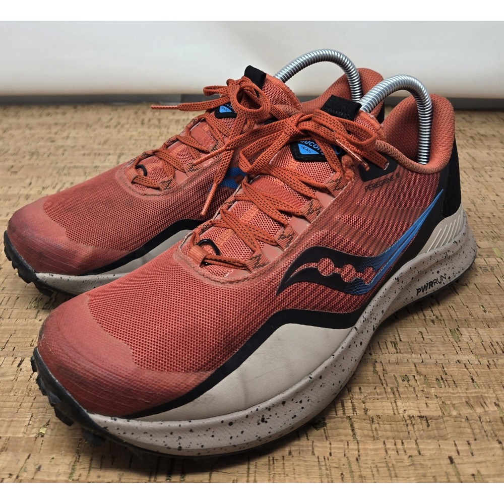 Saucony Peregrine 12 Shoes Mens 7.5 Trail Running Clay Loam Orange Sneakers - Picture 1 of 11
